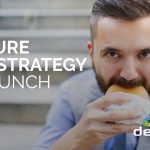 Man biting into burger with the words "Culture eats strategy for lunch."